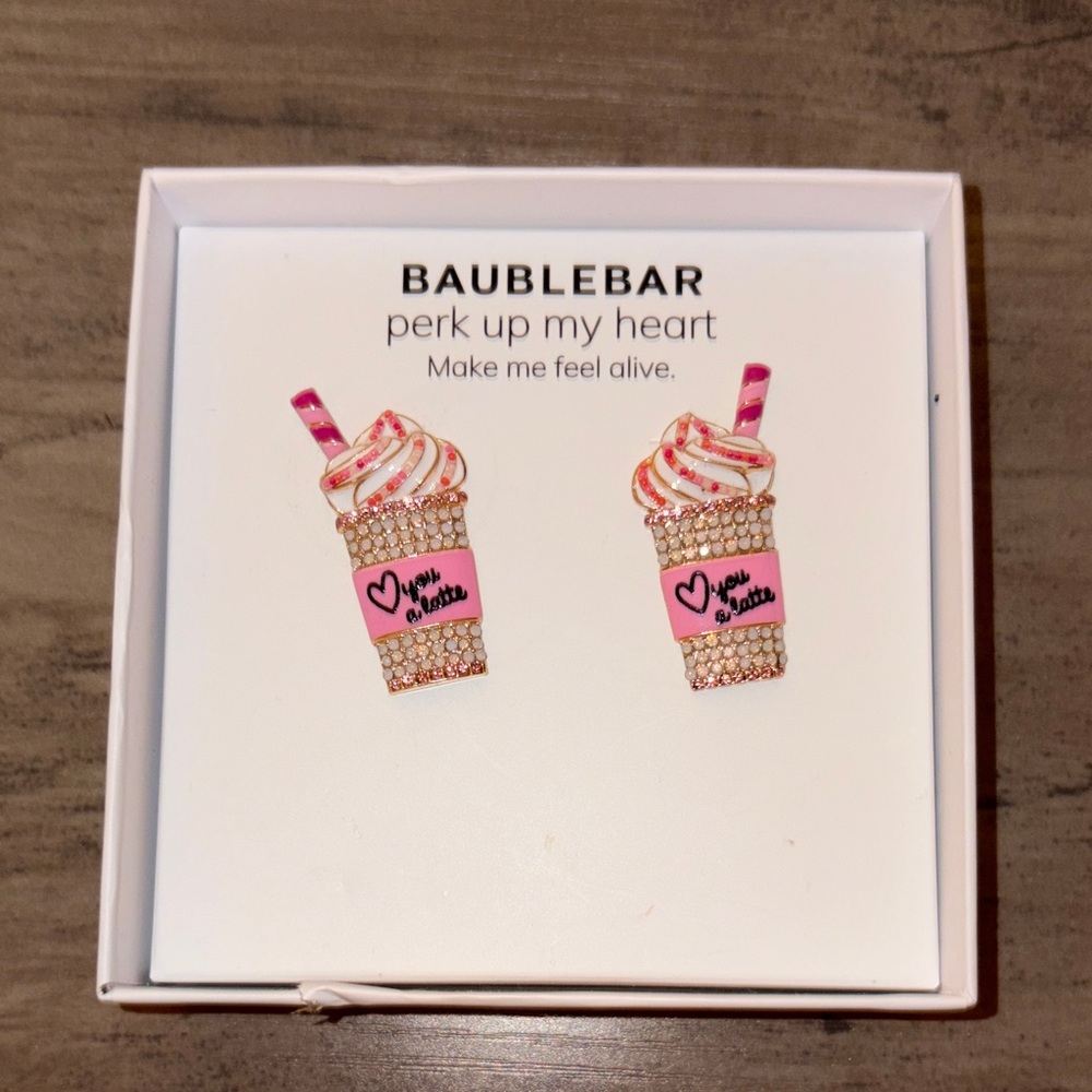 BaubleBar “💜 You A Latte” Coffee Cup Stud Earrings NWT
